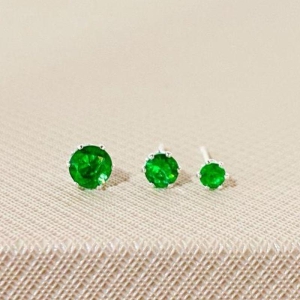 TRIO DE BRINCOS ZIRCONIA VERDE ESMERALDA