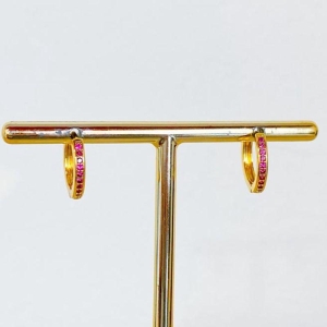 BRINCO ARGOLINHA CRAVEJADA ROSA