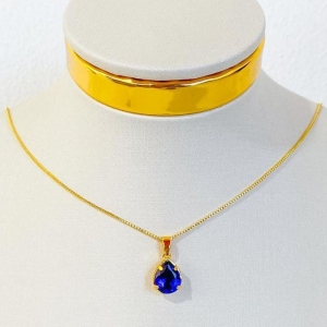 COLAR GOTA ZIRCONIA AZUL