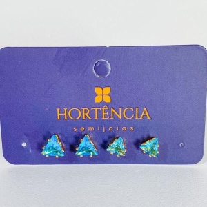 DUPLA DE BRINCOS TRIANGULO AZUL