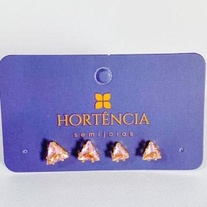 DUPLA DE BRINCOS TRIANGULO ROSA