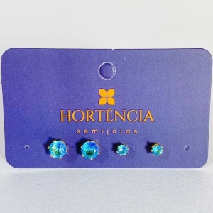 DUPLA DE BRINCOS ZIRCONIA AZUL CLARO