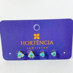 DUPLA DE BRINCOS ZIRCONIA AZUL CLARO
