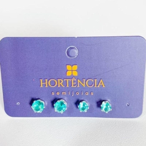 DUPLA DE BRINCOS ZIRCONIA VERDE CLARO