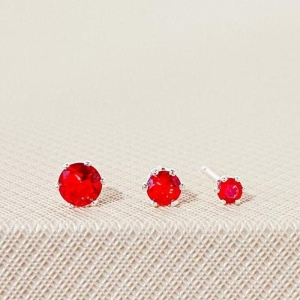 TRIO DE BRINCOS ZIRCONIA VERMELHA