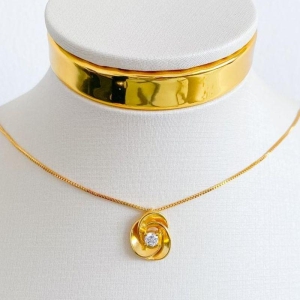 COLAR ESPIRAL COM ZIRCONIA
