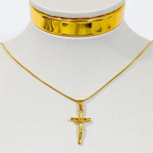 CORRENTE MASCULINA COM CRUZ STEEL
