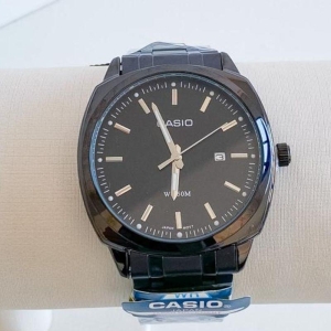 RELOGIO CASIO REDONDO PRETO COM PONTEIRO PRATA
