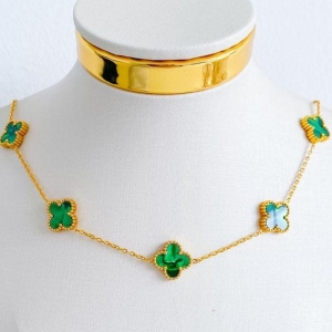COLAR 5 TREVOS VERDES STEEL