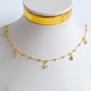 COLAR BOLINHA COM ZIRCONIAS