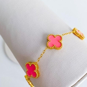PULSEIRA 5 TREVOS ROSA STEEL