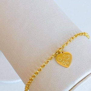 PULSEIRA CORAÇÃO COM CACHORRO ELO PORTUGUÊS