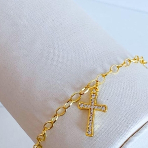 PULSEIRA ELOS COM CRUZ CRAVEJADA