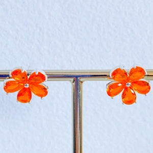 BRINCO FLOR ZIRCONIA LARANJA