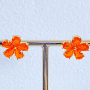 BRINCO FLOR ZIRCONIA LARANJA