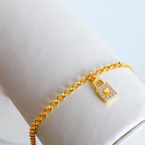PULSEIRA C/ CADEADO CRAVEJADO
