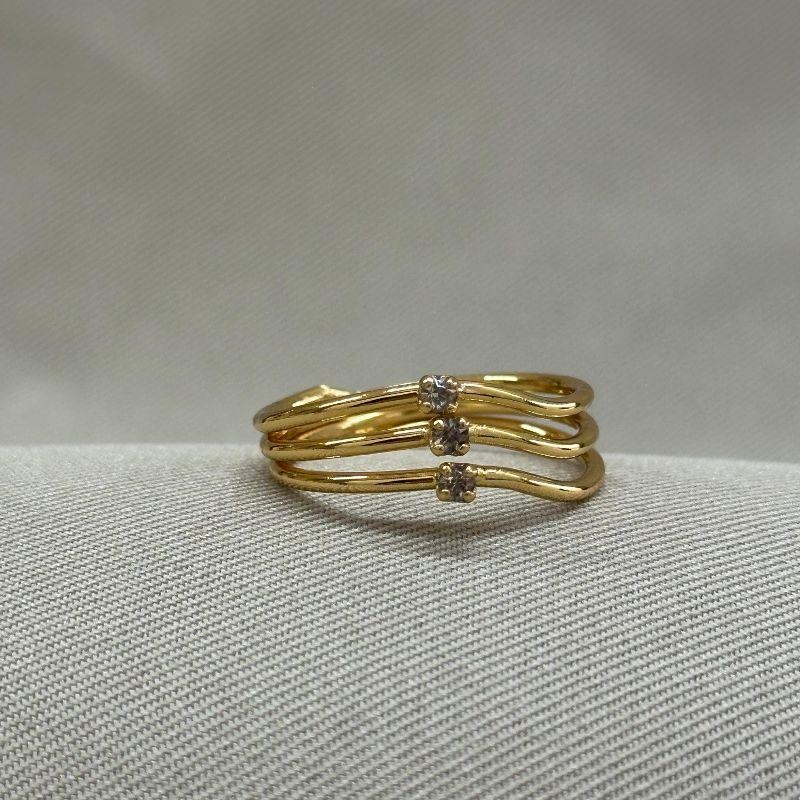 ANEL 3 FILEIRAS 3 ZIRCONIAS PEQUENAS