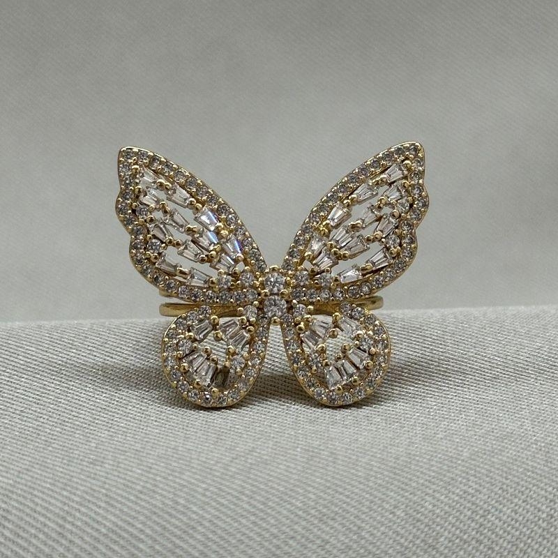 ANEL BORBOLETA CRAVEJADA LUXO