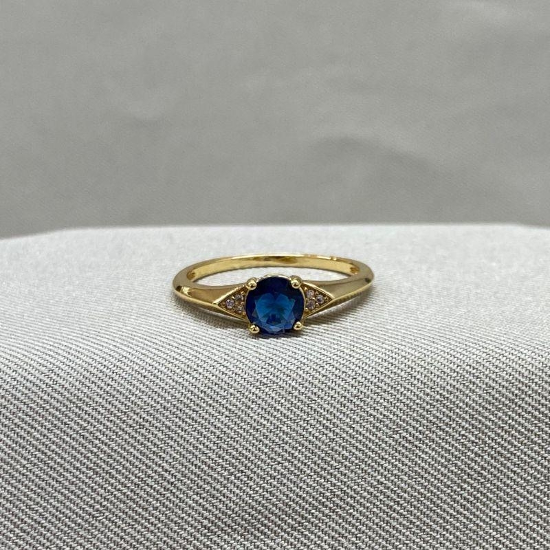 ANEL COM ZIRCONIA REDONDA AZUL