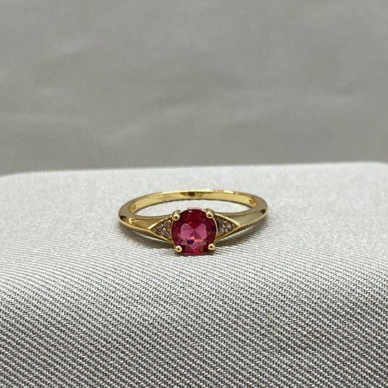 ANEL COM ZIRCONIA REDONDA ROSA