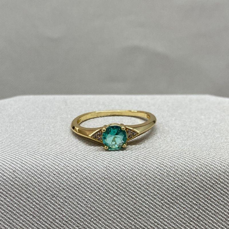 ANEL COM ZIRCONIA REDONDA VERDE