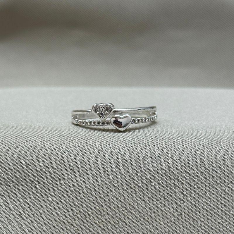 ANEL CORAÇÃO LISO E CRAVEJADO