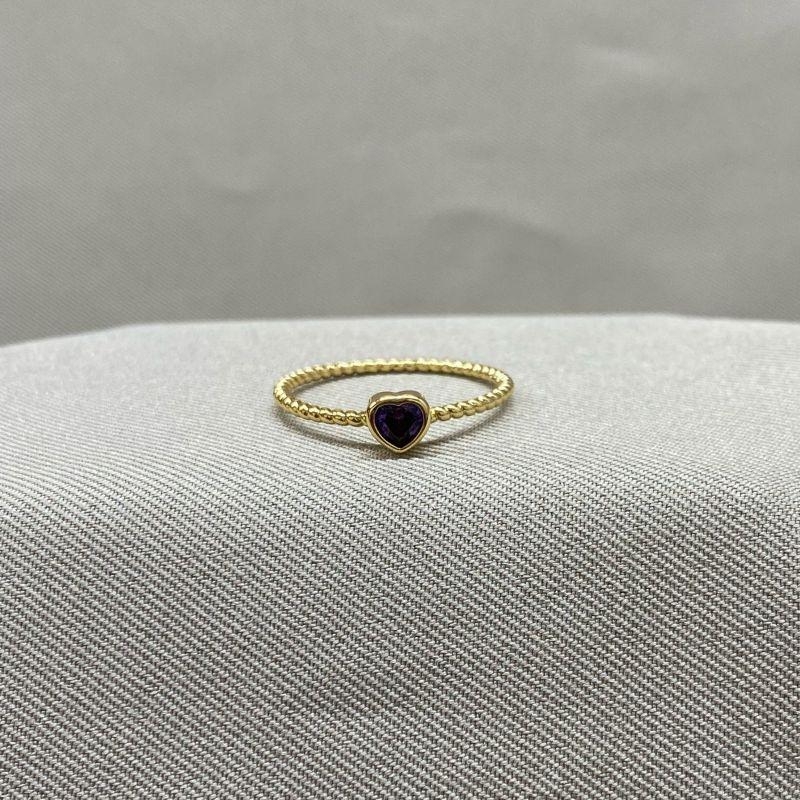 ANEL CRAQUELADO ZIRCONIA CORAÇÃO LILAS