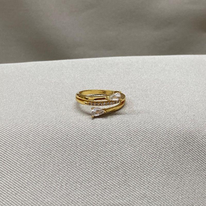 ANEL DUAS PONTAS COM ZIRCONIA E CRAVEJADO NO MEIO