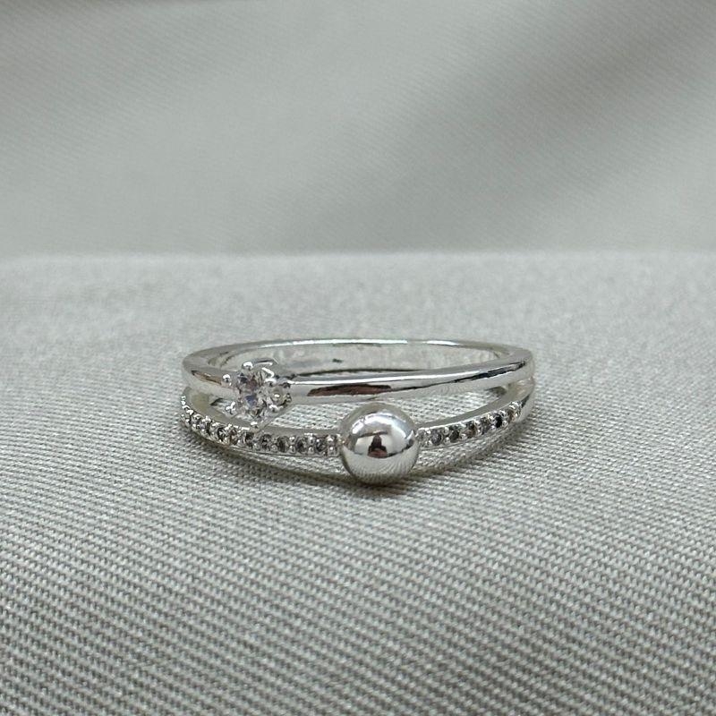 ANEL DUPLO ZIRCÔNIA COM BOLINHA