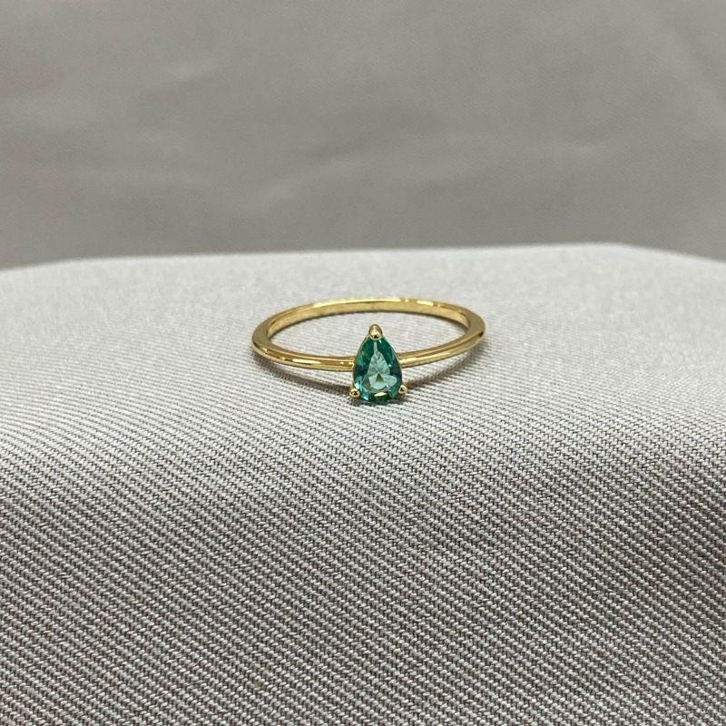 ANEL GOTA ZIRCONIA VERDE