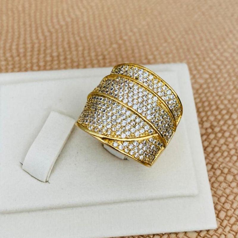 ANEL LUXO 3 FILAS CRAVEJADO MICROZIRCONIA