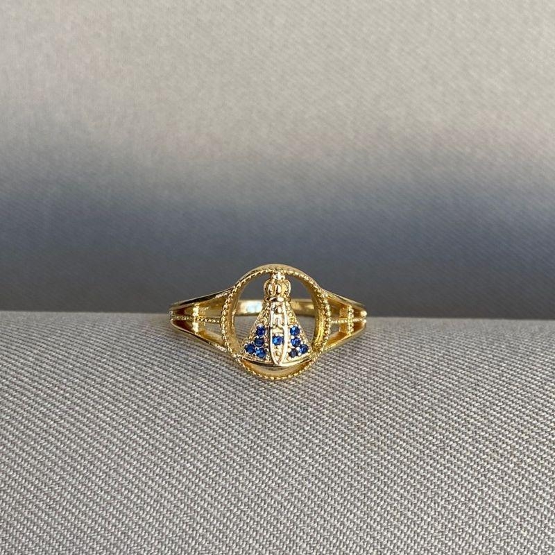 ANEL NS APARECIDA CRAVEJADA AZUL