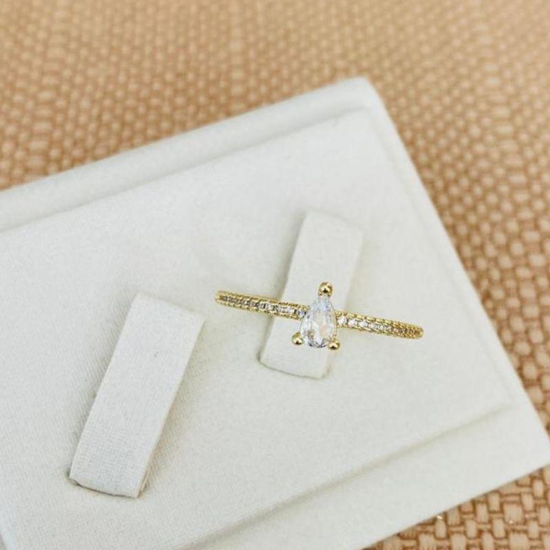 ANEL SOLITARIO GOTA CRAVEJADA