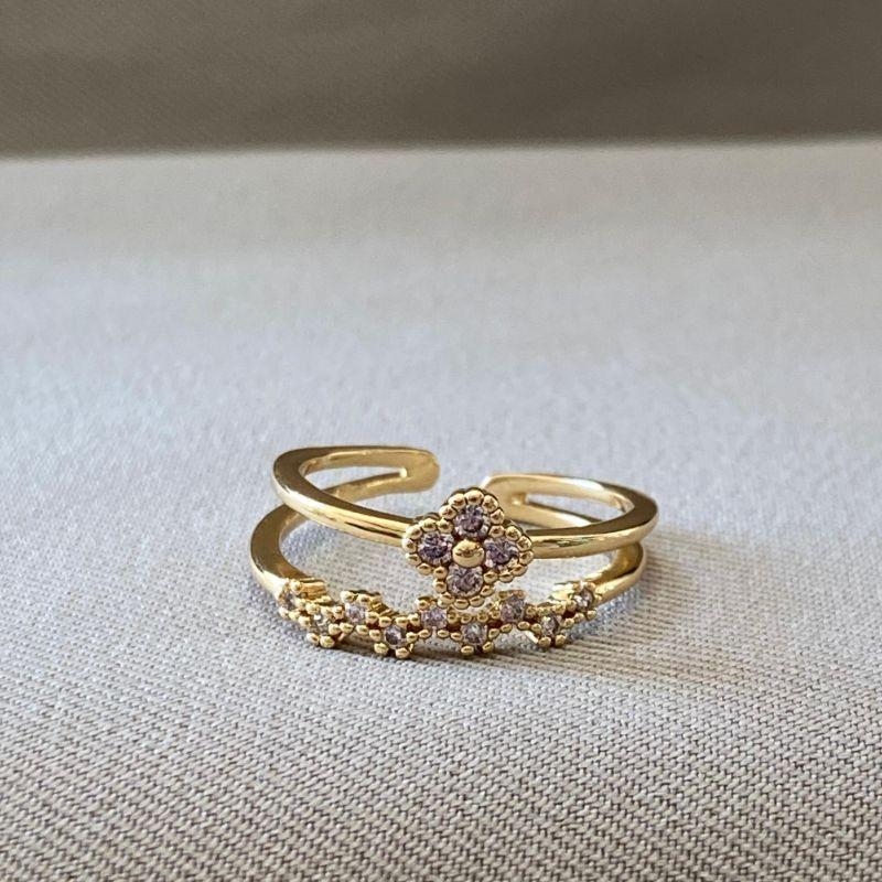 ANEL TREVO COM FILEIRA CRAVEJADA REGULAVEL