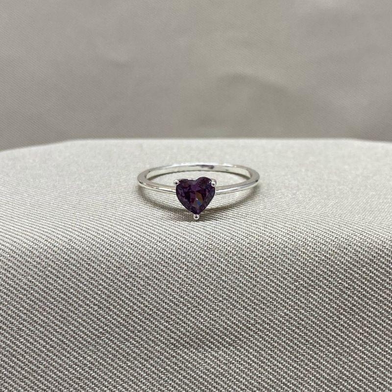ANEL ZIRCONIA CORAÇÃO LILAS