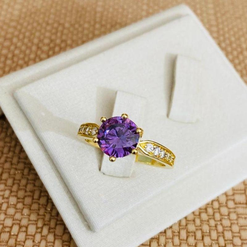 ANEL ZIRCONIA ROXA CRAVEJADA