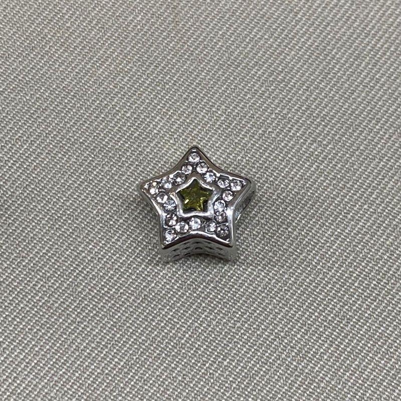 BERLOQUE SEPARADOR ESTRELA CRAVEJADA CRISTAL/VERDE