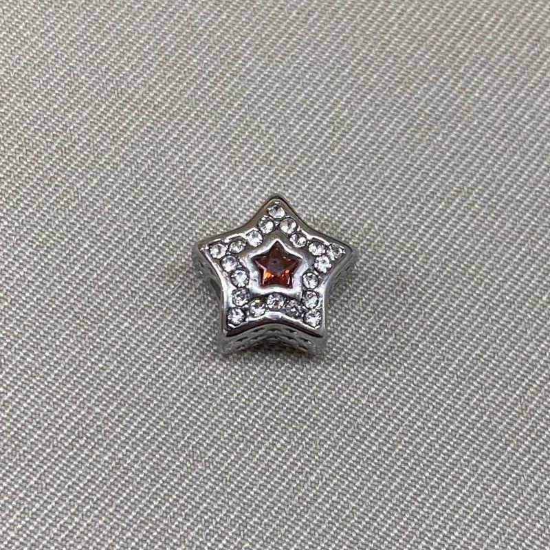 BERLOQUE SEPARADOR ESTRELA CRAVEJADA CRISTAL/VERMELHO