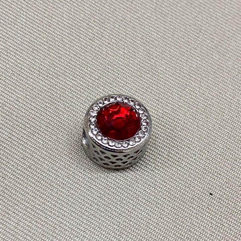 BERLOQUE SEPARADOR REDONDO COM PEDRA VERMELHA