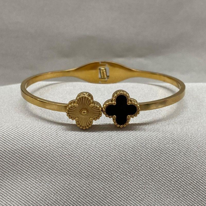 BRACELETE DOIS TREVOS STEEL