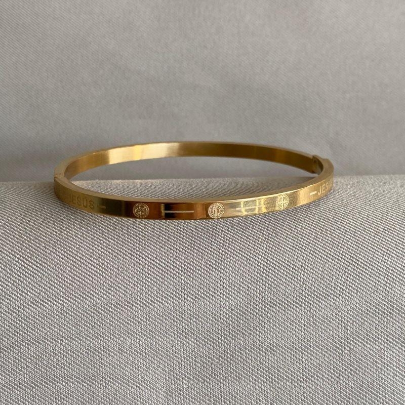 BRACELETE SÃO BENTO JESUS STEEL