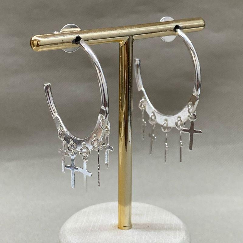 BRINCO ARGOLA 45MM COM 5 CRUZ