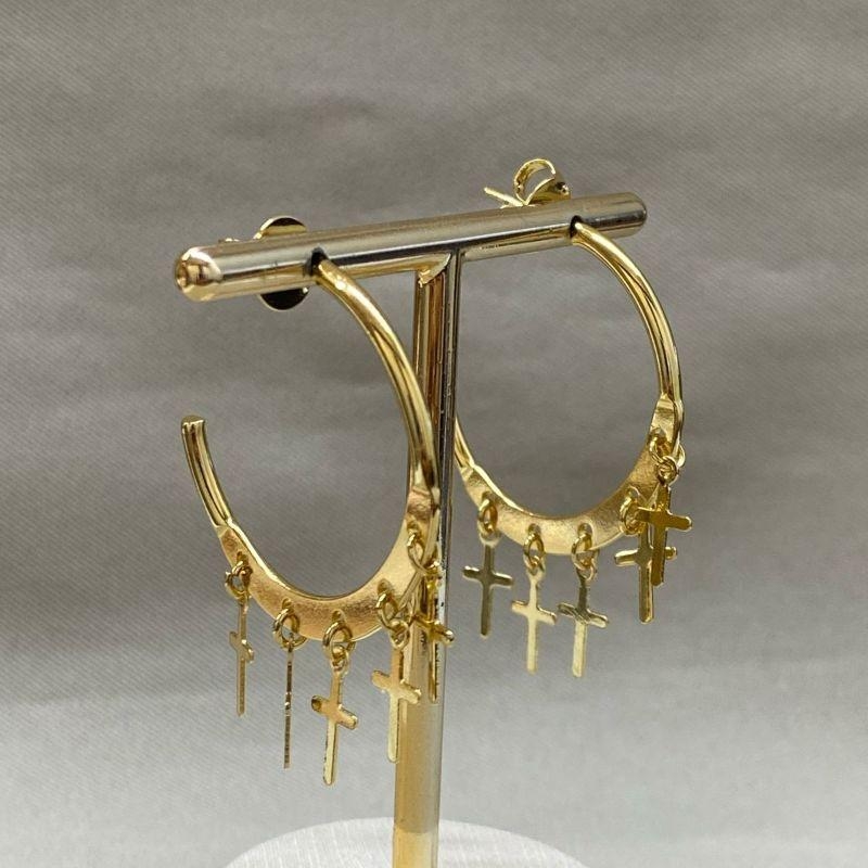 BRINCO ARGOLA 45MM COM 5 CRUZ