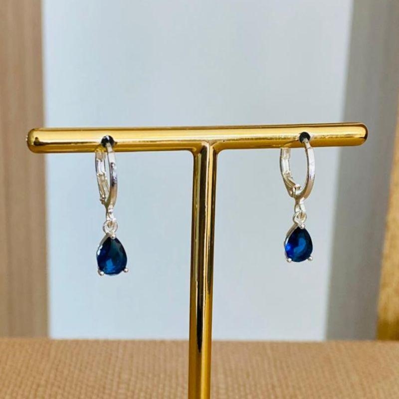 BRINCO ARGOLINHA ARTICULAVEL AZUL ESCURO