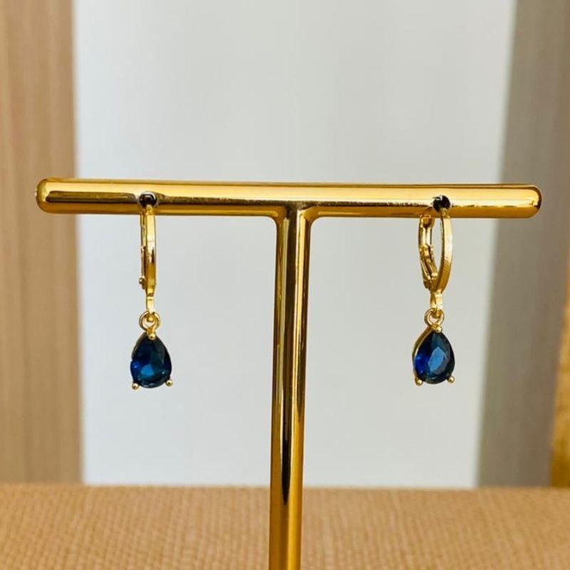 BRINCO ARGOLINHA ARTICULAVEL AZUL ESCURO