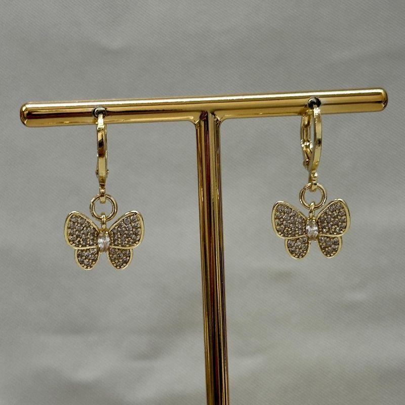 BRINCO ARGOLINHA BORBOLETA CRAVEJADA