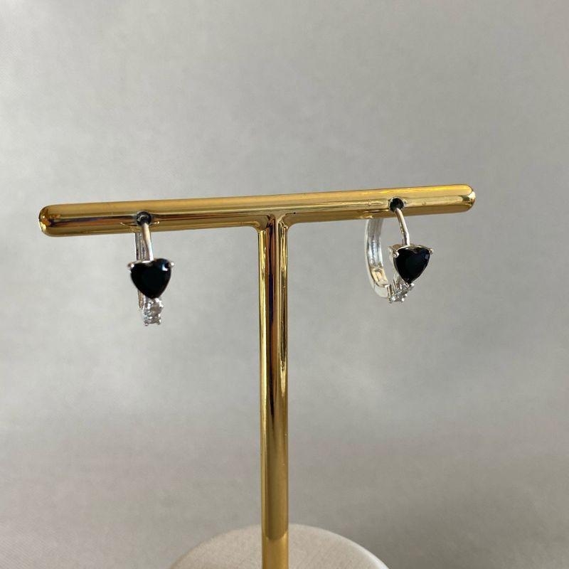 BRINCO ARTICULADO CORAÇÃO ZIRCONIA PRETO