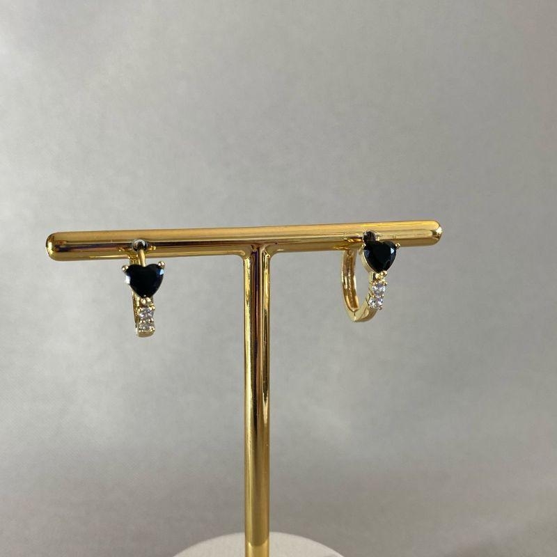 BRINCO ARTICULADO CORAÇÃO ZIRCONIA PRETO