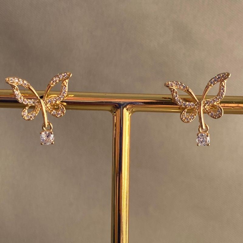 BRINCO BORBOLETA CRAVEJADA