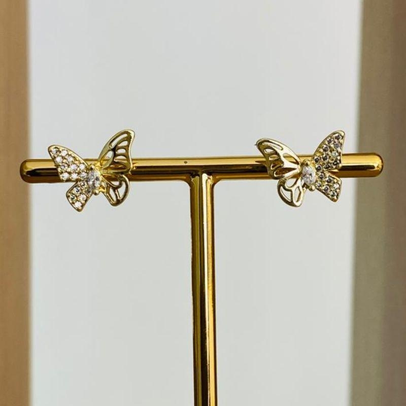 BRINCO BORBOLETA CRAVEJADA